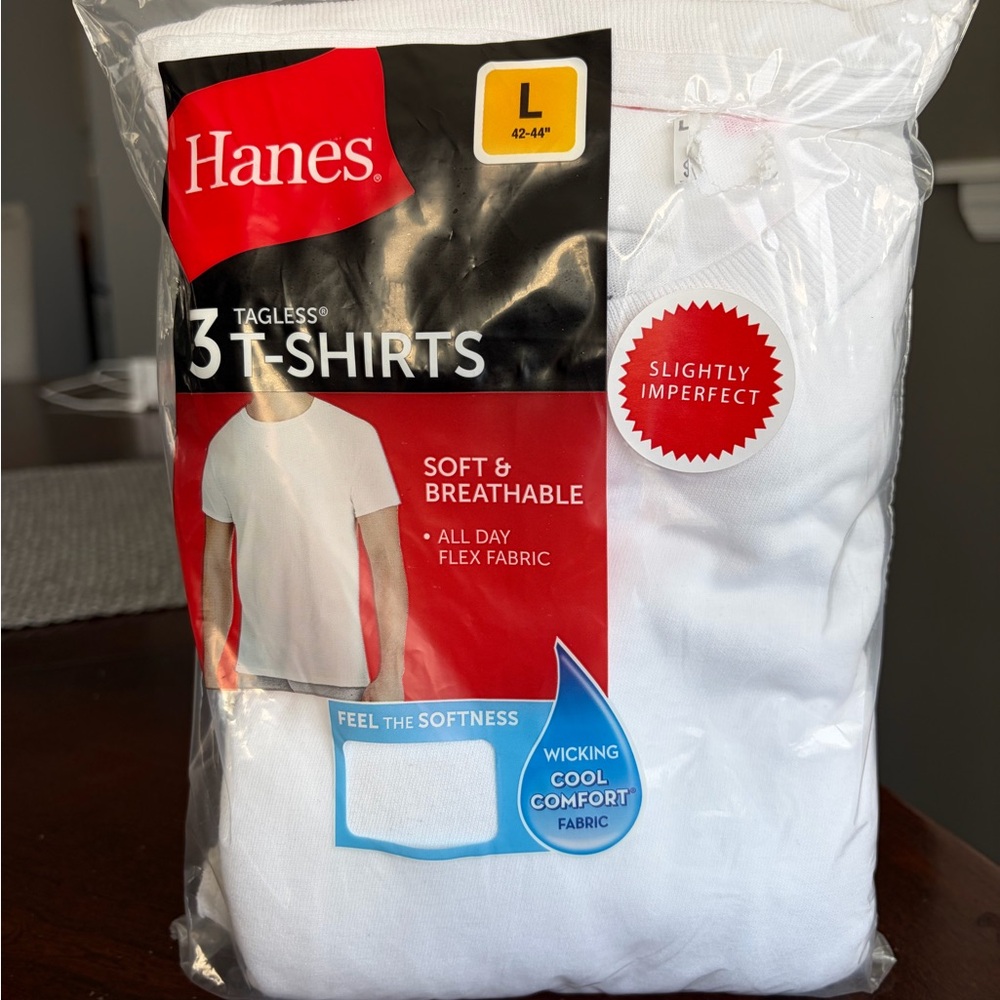 Hanes White Tagless 3-Pack T-Shirts - White